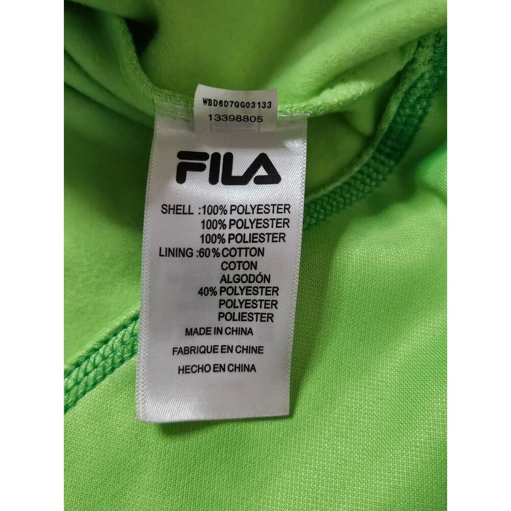 FILA Women’s‎ Hoodie Sweatshirt Neon Green Pullover Logo Size Medium - Picture 3 of 5